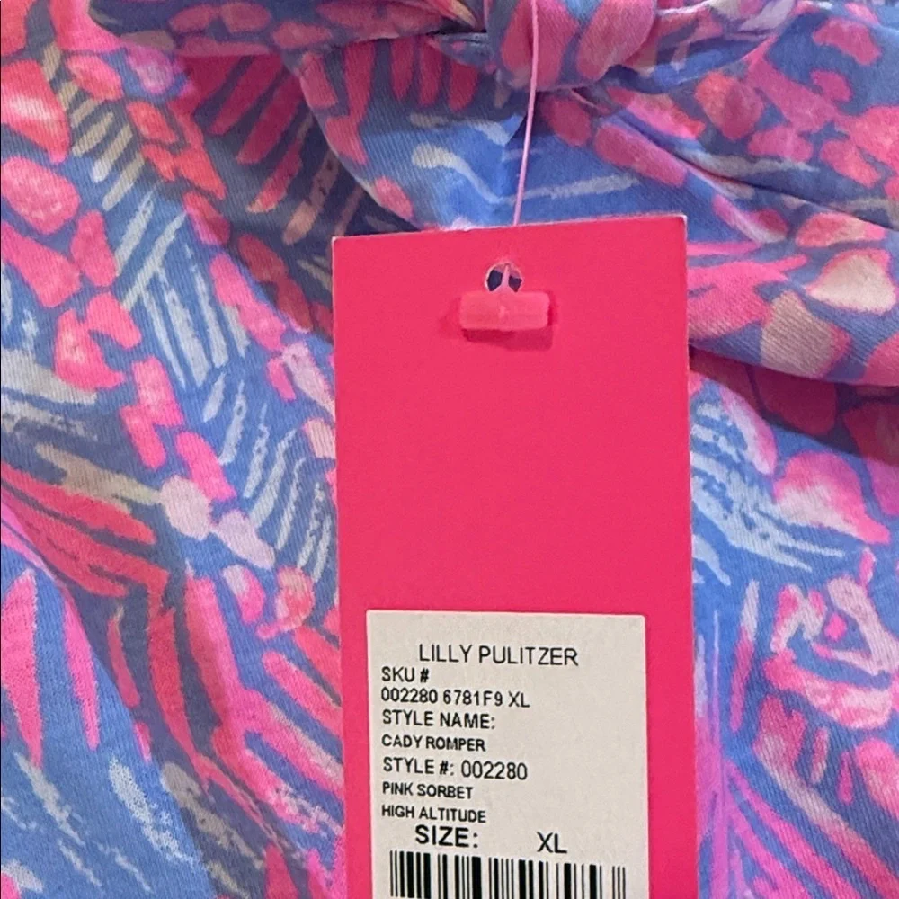 Lilly Pulitzer girls Cady Romper in Pink Sorbet High Altitude x-Large NWT